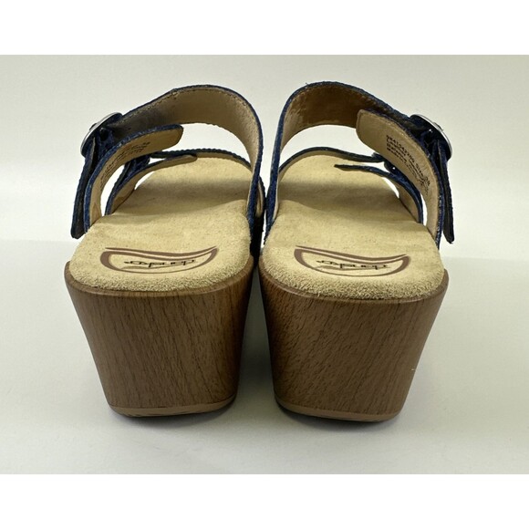 Dansko Sophie Sandal Blue Purple Snakeskin Leather Double Buckle Womens 38 7.5 - Picture 5 of 14